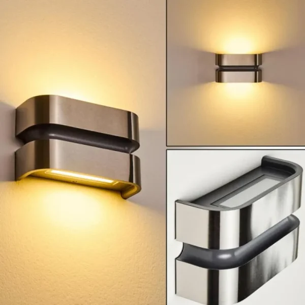 hofstein Applique murale d'extérieur Kolding LED Acier inoxydable, Noir, 1 lumière* Lampes Modernes