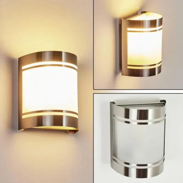 hofstein Applique murale d'extérieur Visnum Nickel mat, Blanc, 1 lumière* Lampes Modernes
