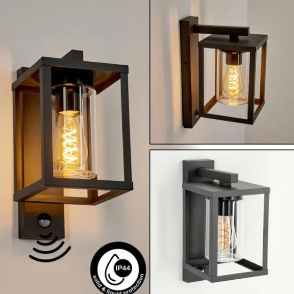 hofstein Applique murale d'extérieur Parkkola Anthracite, 1 lumière, Détecteur de mouvement* Lampes Modernes