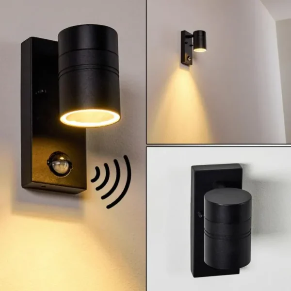 hofstein Applique murale d'extérieur Froslev LED Noir, 1 lumière, Détecteur de mouvement* Lampes Modernes