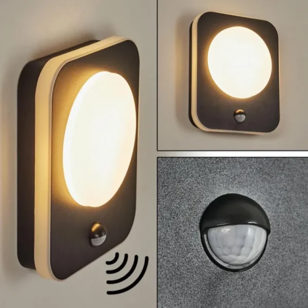 hofstein Applique murale d'extérieur Haga LED Noir, 1 lumière, Détecteur de mouvement* Lampes Modernes