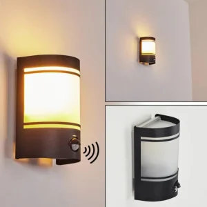 hofstein Applique murale d'extérieur Visnum Noir, Blanc, 1 lumière, Détecteur de mouvement* Lampes Modernes