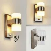 hofstein Applique murale d'extérieur Tiarp LED Nickel mat, 2 lumières, Détecteur de mouvement* Lampes Modernes