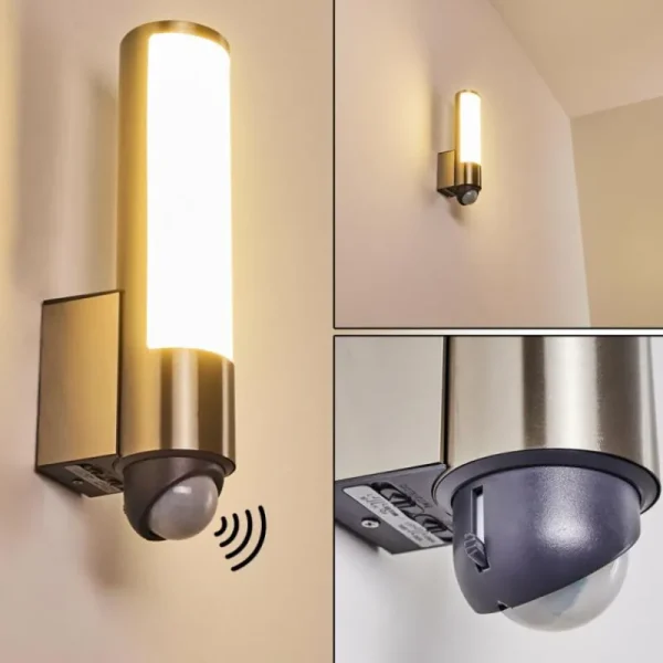 hofstein Applique murale d'extérieur Vasön LED Acier inoxydable, 1 lumière, Détecteur de mouvement* Lampes Modernes