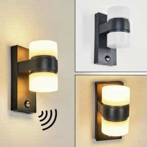 hofstein Applique murale d'extérieur Tiarp LED Noir, 2 lumières, Détecteur de mouvement* Lampes Modernes