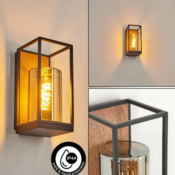 hofstein Applique murale d'extérieur Palanga Brun, Couleur bois, Noir, 1 lumière* Lampes Modernes