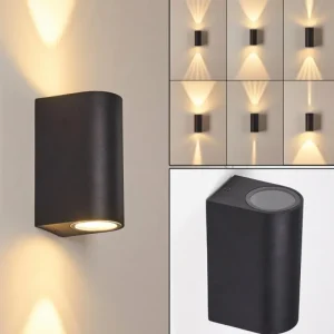 hofstein Applique murale d'extérieur Komoren LED Noir, 2 lumières* Lampes Modernes