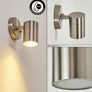 hofstein Applique murale d'extérieur Bessiebelle Acier inoxydable, Blanc, 1 lumière* Lampes Modernes