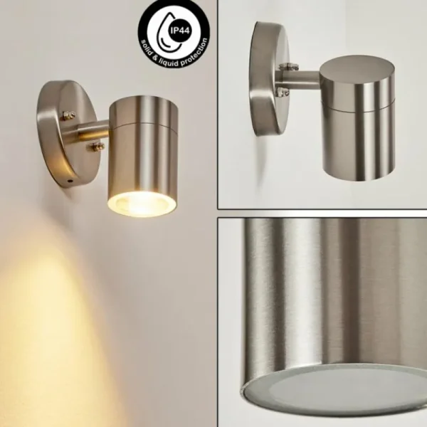 hofstein Applique murale d'extérieur Bessiebelle Acier inoxydable, Blanc, 1 lumière* Lampes Modernes