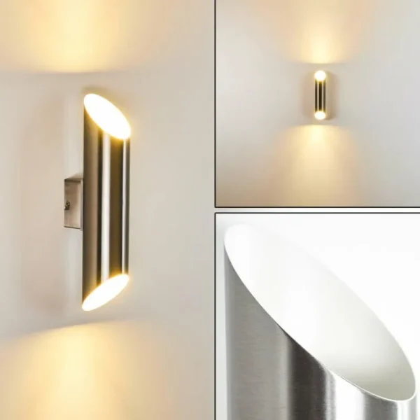 hofstein Applique murale d'extérieur Saulcy LED Acier inoxydable, 2 lumières* Lampes Modernes