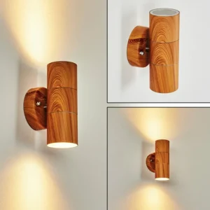 hofstein Applique murale d'extérieur Tenvik Brun, Couleur bois, 2 lumières* Lampes Modernes