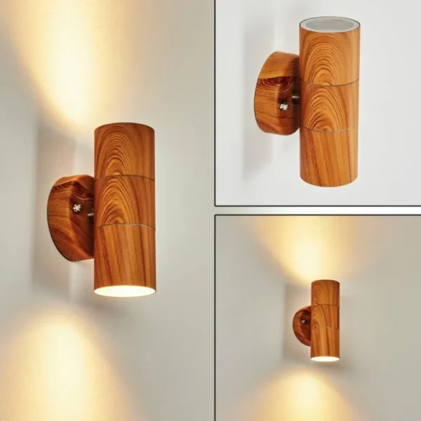 hofstein Applique murale d'extérieur Tenvik Brun, Couleur bois, 2 lumières* Lampes Modernes