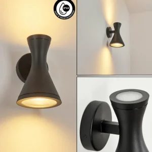 hofstein Applique murale d'extérieur Verberie Noir, 2 lumières* Lampes Modernes