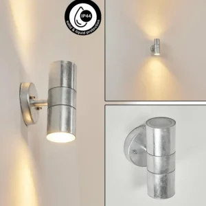 hofstein Applique murale d'extérieur Bessiebelle Zingué, Blanc, 2 lumières* Lampes Modernes