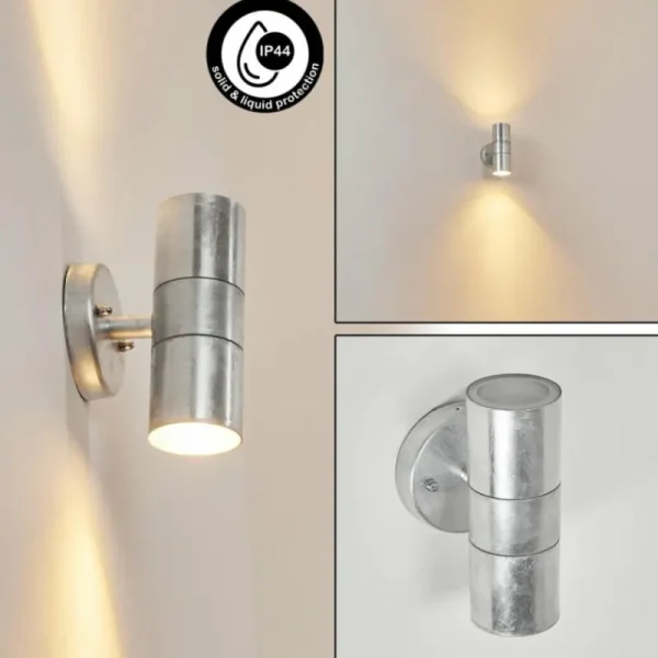 hofstein Applique murale d'extérieur Bessiebelle Zingué, Blanc, 2 lumières* Lampes Modernes