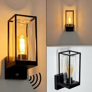 hofstein Applique murale d'extérieur Palanga Noir, 1 lumière, Détecteur de mouvement* Lampes Modernes