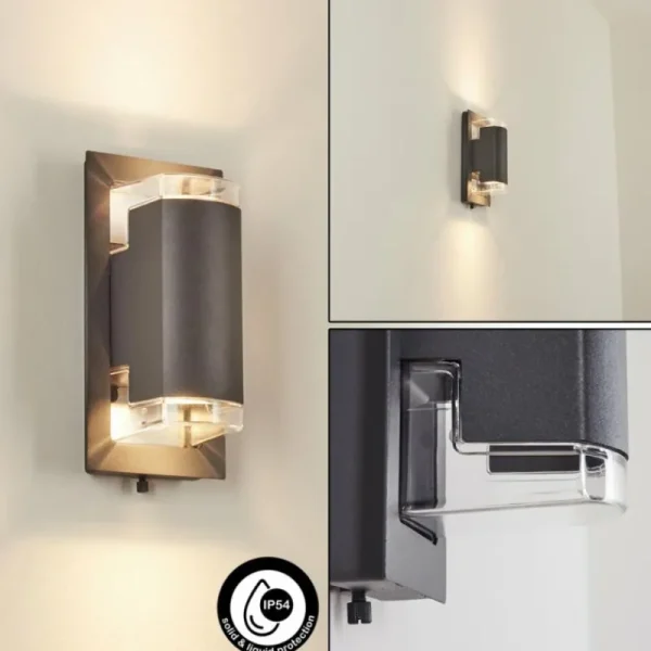 hofstein Applique murale d'extérieur Nabawa Anthracite, 2 lumières* Lampes Modernes