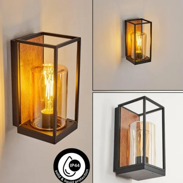 hofstein Applique murale d'extérieur Palanga Brun, Couleur bois, Noir, 1 lumière* Lampes Modernes