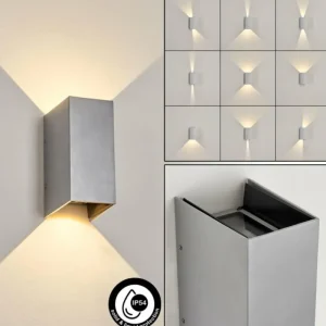 hofstein Applique murale d'extérieur Hoods LED Gris, 2 lumières* Lampes En Verre