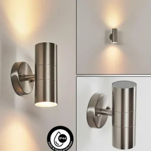 hofstein Applique murale d'extérieur Bessiebelle Acier inoxydable, 2 lumières* Lampes Modernes