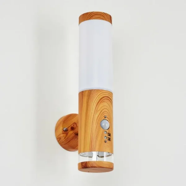 hofstein Applique murale d'extérieur Tenvik LED Brun, Couleur bois, 2 lumières, Détecteur de mouvement* Lampes Modernes