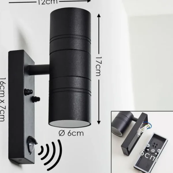 hofstein Applique murale d'extérieur Froslev LED Noir, 2 lumières, Détecteur de mouvement* Lampes Modernes