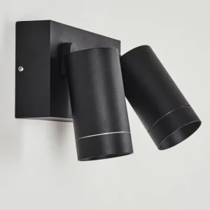 hofstein Applique murale d'extérieur Hakamken Noir, 2 lumières, Détecteur de mouvement* Lampes Modernes