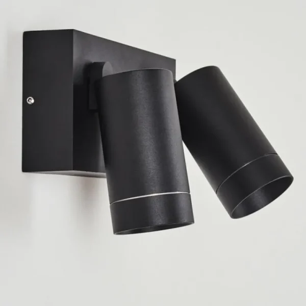 hofstein Applique murale d'extérieur Hakamken Noir, 2 lumières, Détecteur de mouvement* Lampes Modernes