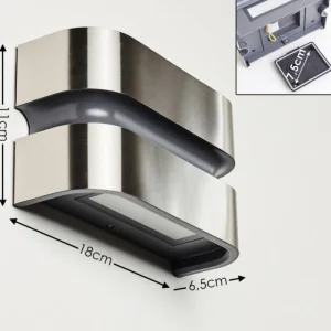 hofstein Applique murale d'extérieur Kolding LED Acier inoxydable, Noir, 1 lumière* Lampes Modernes