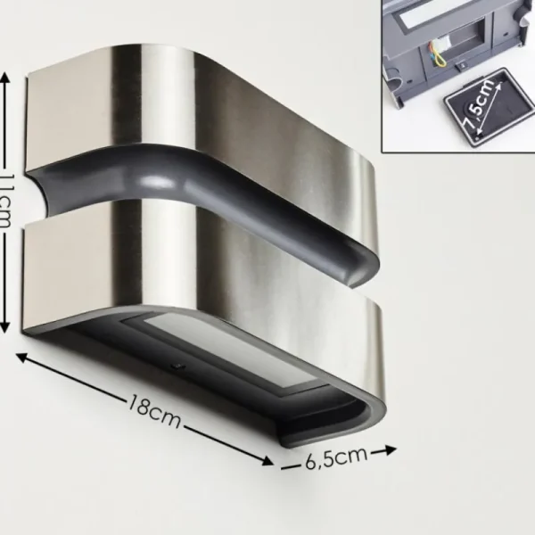 hofstein Applique murale d'extérieur Kolding LED Acier inoxydable, Noir, 1 lumière* Lampes Modernes