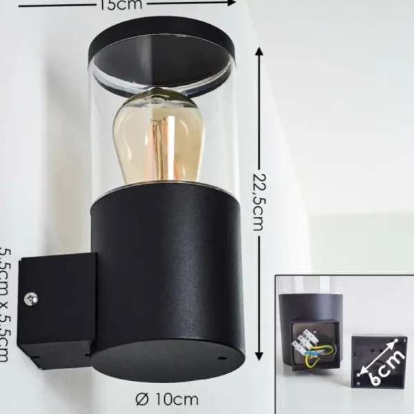 hofstein Applique murale d'extérieur Bodio Noir, 1 lumière* Lampes Modernes