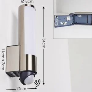 hofstein Applique murale d'extérieur Vasön LED Acier inoxydable, 1 lumière, Détecteur de mouvement* Lampes Modernes
