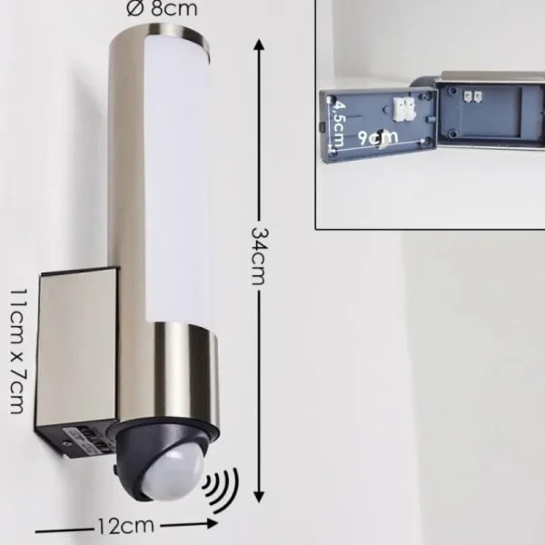 hofstein Applique murale d'extérieur Vasön LED Acier inoxydable, 1 lumière, Détecteur de mouvement* Lampes Modernes
