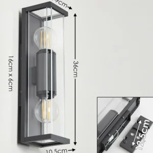 hofstein Applique murale d'extérieur Skeldegaard Anthracite, 2 lumières* Lampes Modernes