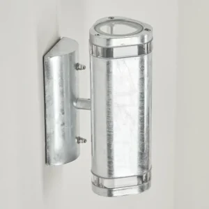 hofstein Applique murale d'extérieur Amyton Acier inoxydable, Transparent, Zingué, 2 lumières* Lampes Modernes