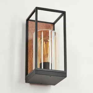 hofstein Applique murale d'extérieur Palanga Brun, Couleur bois, Noir, 1 lumière* Lampes Modernes
