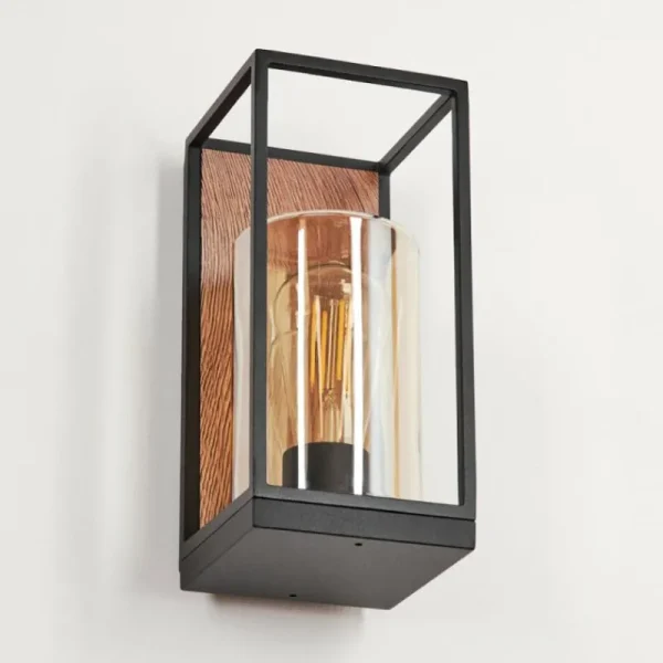 hofstein Applique murale d'extérieur Palanga Brun, Couleur bois, Noir, 1 lumière* Lampes Modernes
