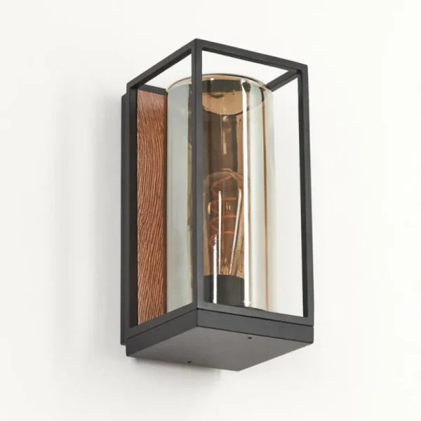 hofstein Applique murale d'extérieur Palanga Brun, Couleur bois, Noir, 1 lumière* Lampes Modernes