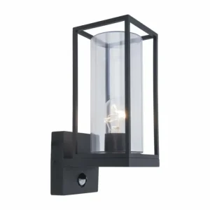Luminaires Lutec Applique murale d'extérieur Lutec Flair Noir, 1 lumière, Détecteur de mouvement* Lampes En Verre