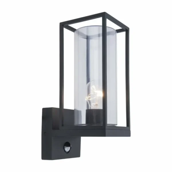 Luminaires Lutec Applique murale d'extérieur Lutec Flair Noir, 1 lumière, Détecteur de mouvement* Lampes En Verre