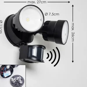 hofstein Applique murale d'extérieur Emmerlev LED Noir, 2 lumières, Détecteur de mouvement* Lampes Modernes