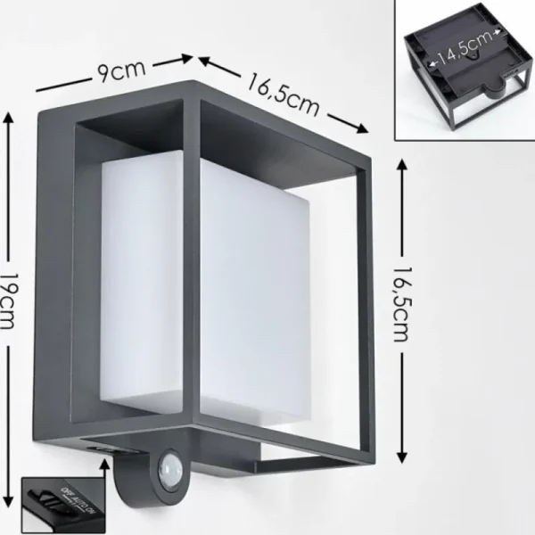hofstein Applique murale d'extérieur Lansing LED Anthracite, 1 lumière, Détecteur de mouvement* Lampes Modernes