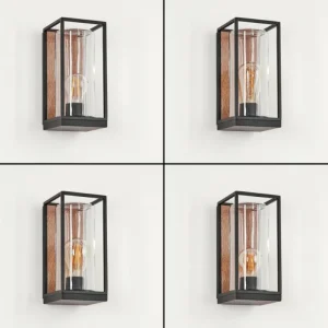 hofstein Applique murale d'extérieur Palanga Brun, Couleur bois, Noir, 1 lumière* Lampes Modernes