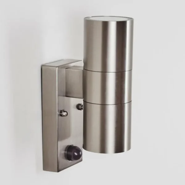 hofstein Applique murale d'extérieur Bessiebelle Acier inoxydable, 2 lumières, Détecteur de mouvement* Lampes Modernes