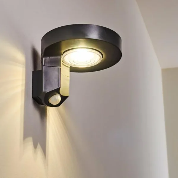 hofstein Applique murale d'extérieur Townsville LED Noir, 1 lumière, Détecteur de mouvement* Lampes Modernes