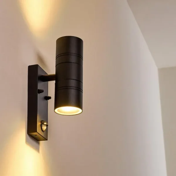 hofstein Applique murale d'extérieur Froslev LED Noir, 2 lumières, Détecteur de mouvement* Lampes Modernes