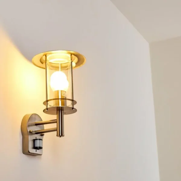 hofstein Applique murale d'extérieur Mulo Acier inoxydable, 1 lumière, Détecteur de mouvement* Lampes Modernes