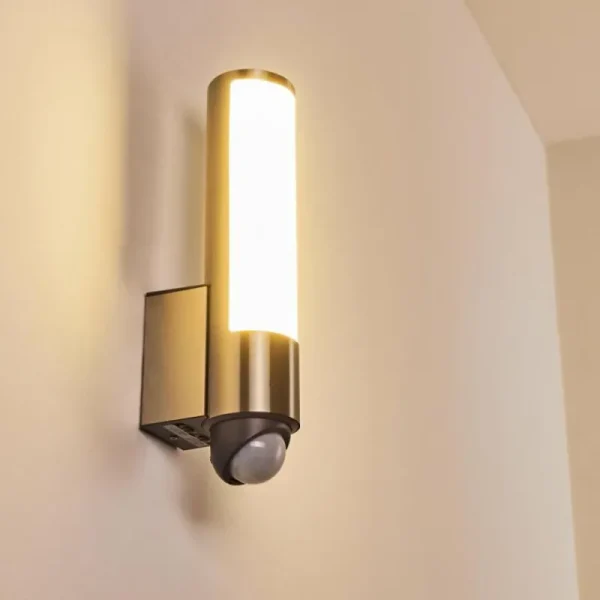 hofstein Applique murale d'extérieur Vasön LED Acier inoxydable, 1 lumière, Détecteur de mouvement* Lampes Modernes