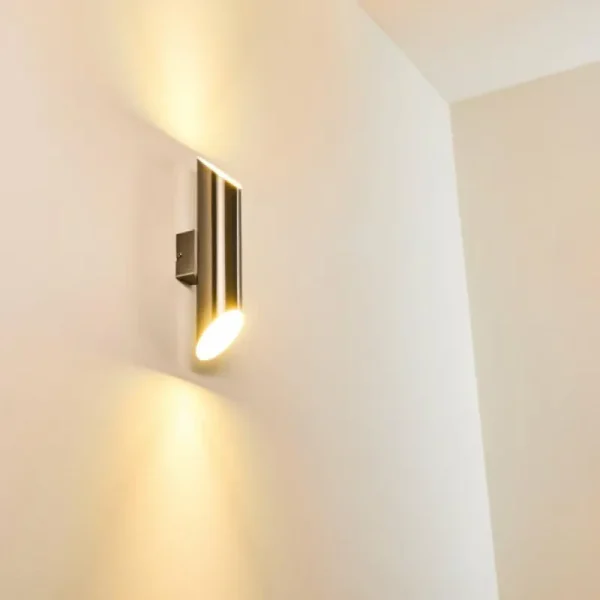hofstein Applique murale d'extérieur Saulcy LED Acier inoxydable, 2 lumières* Lampes Modernes