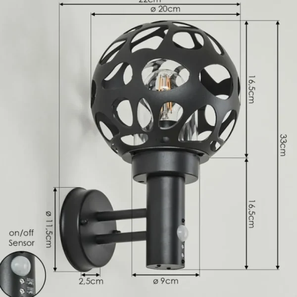 hofstein Applique murale d'extérieur Saaseg Anthracite, 1 lumière, Détecteur de mouvement* Lampes Modernes